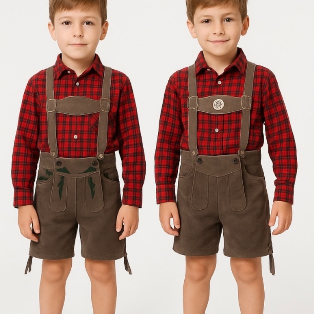 2 Kids Bavarian Auth VTGE Lederhosen Outfit Sz 10 Oktoberfest German Costume Set
